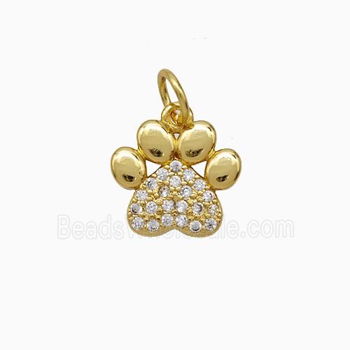 Copper Paws Pendant Pave Zirconia Gold Plated