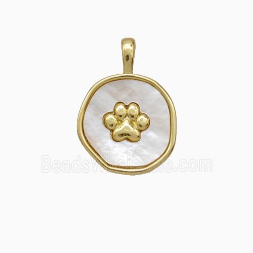 Copper Paws Pendant Pave Shell Gold Plated
