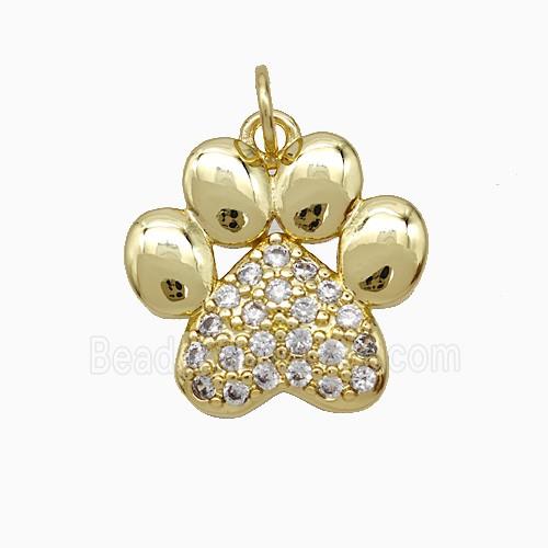 Copper Paws Pendant Pave Zirconia Gold Plated