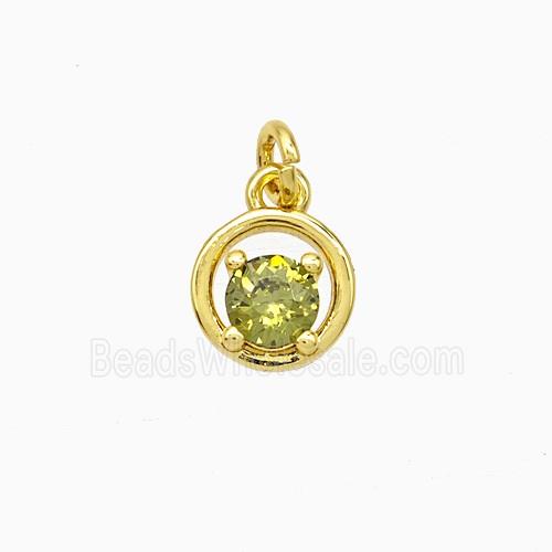 Copper Circle Pendant Pave Zirconia Gold Plated