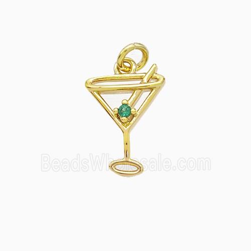 Ice Cream Bottle Drink Cup Charms Copper Pendant Pave Zirconia Gold Plated
