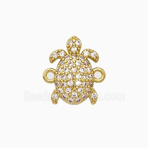 Copper Tortoise Connector Pave Zirconia Platinum Plated