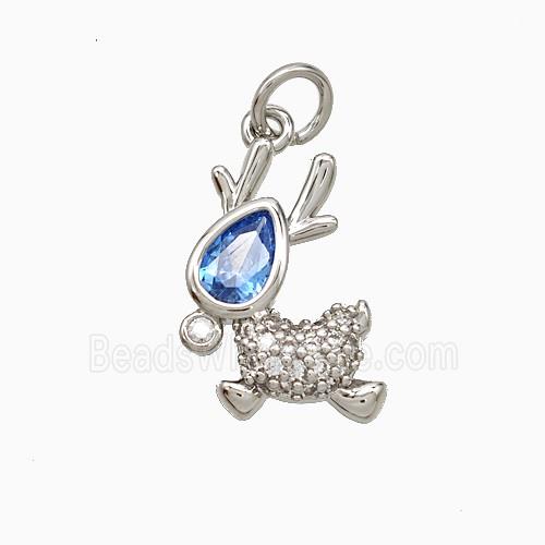 Copper Deer Pendant Micropave Zirconia Platinum Plated