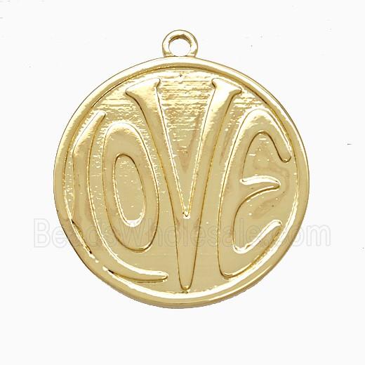 Copper LOVE Pendant Circle Gold Plated