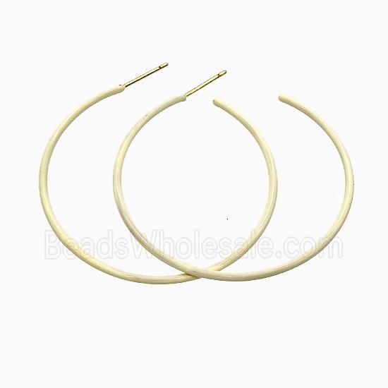 Copper Stud Earrings Khaki Lacquered Gold Plated