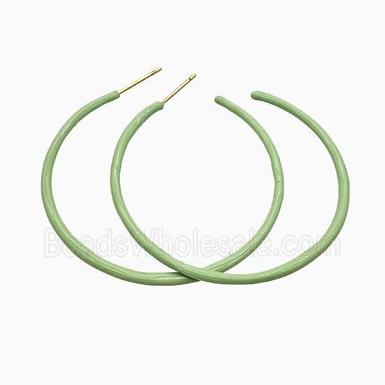 Copper Stud Earrings Green Lacquered Gold Plated