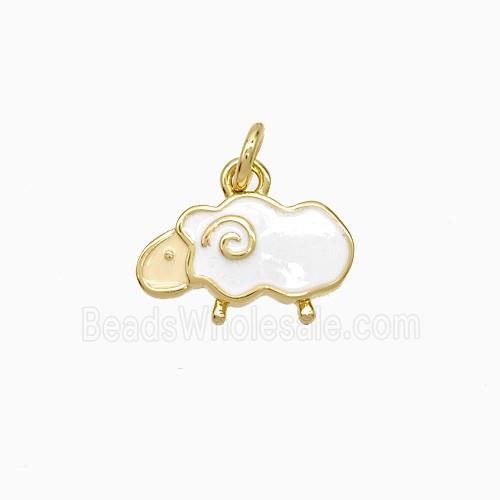 Copper Little Sheep Pendant White Enamel Gold Plated
