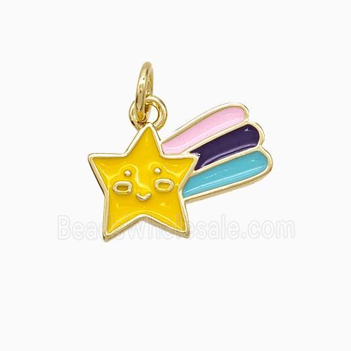 Copper Star Pendant Multicolor Enamel Gold Plated