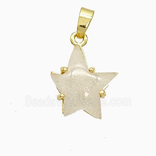 White Resin Star Pendant Copper Gold Plated