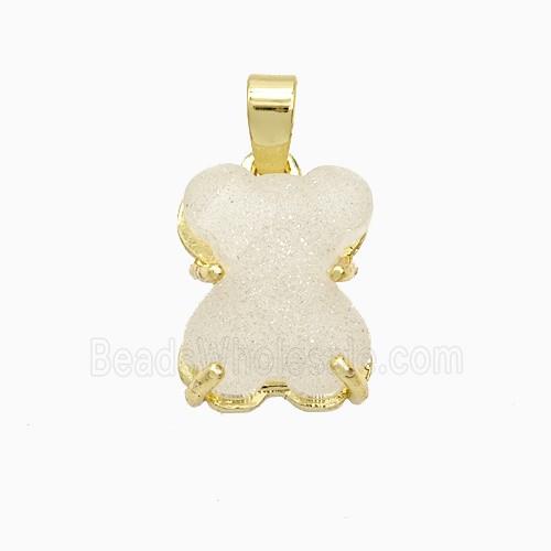 White Resin Bear Pendant Copper Gold Plated