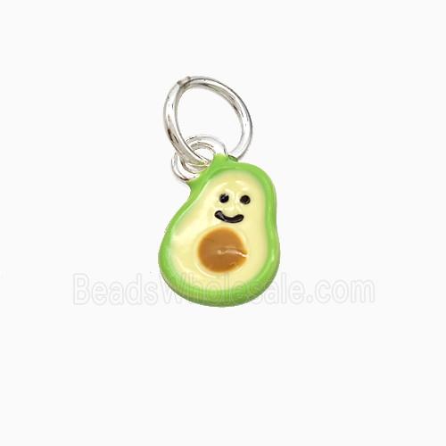 Copper Pear Pendant Green Enamel Smileface Platinum Plated