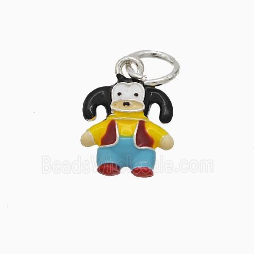 Cartoon OX Charms Copper Pendant Multicolor Enamel Platinum Plated