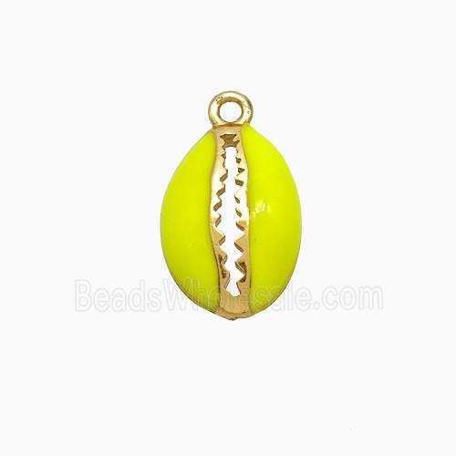 Copper Scallop Pendant Yellow Enamel Gold Plated