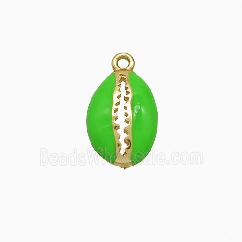 Copper Scallop Pendant Green Enamel Gold Plated