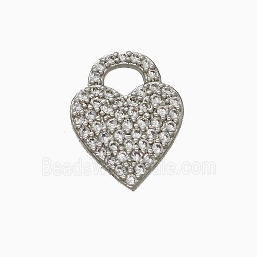Copper Heart Pendant Pave Zirconia Platinum Plated