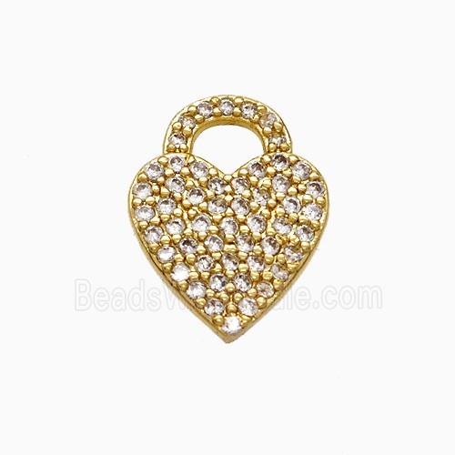 Copper Heart Pendant Pave Zirconia Gold Plated