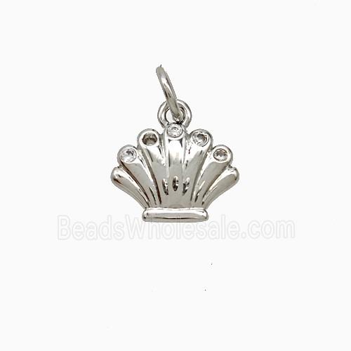 Copper Scallop Pendant Pave Zirconia Platinum Plated