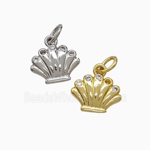 Copper Scallop Pendant Pave Zirconia Mixed
