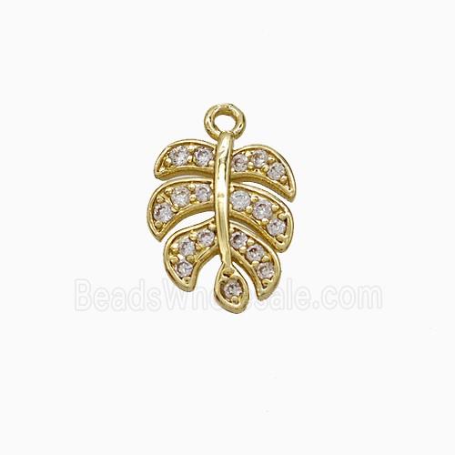 Copper Leaf Pendant Pave Zirconia Gold Plated