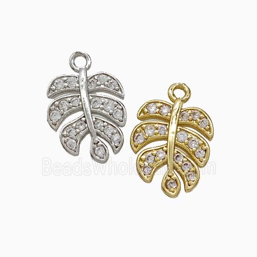 Copper Leaf Pendant Pave Zirconia Mixed