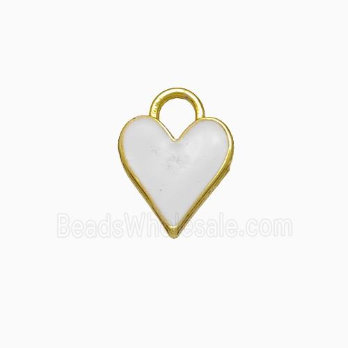 Copper Heart Pendant White Enamel Gold Plated