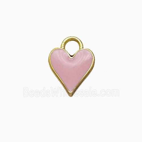 Copper Heart Pendant Pink Enamel Gold Plated