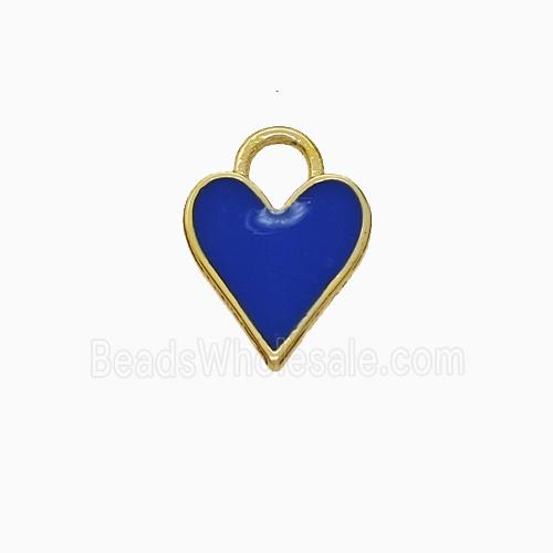 Copper Heart Pendant Royalblue Enamel Gold Plated