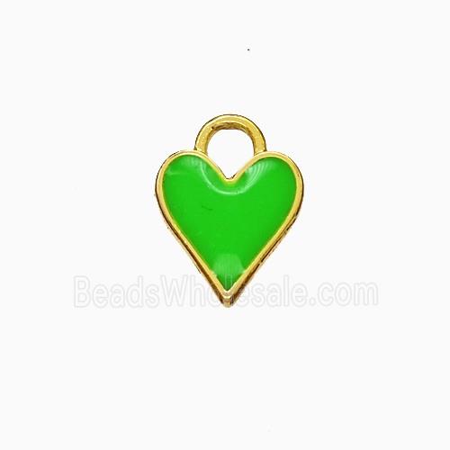 Copper Heart Pendant Green Enamel Gold Plated