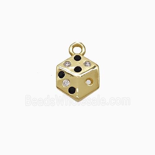 Copper Dice Pendant Pave Zirconia Gold Plated