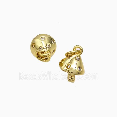Copper Mushroom Pendant Pave Zirconia Gold Plated