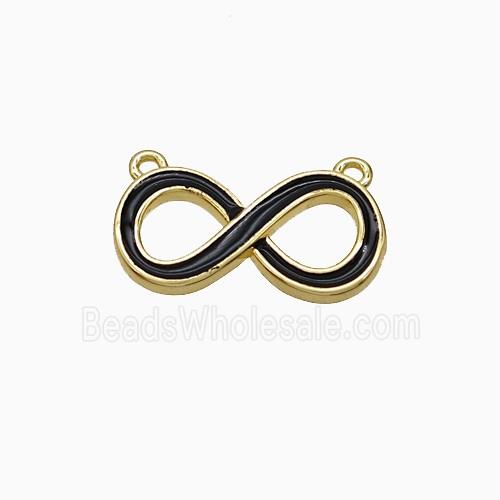 Copper Infinity Pendant Black Enamel 2loops Gold Plated