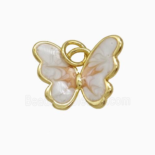 Copper Butterfly Pendant White Painted Gold Plated