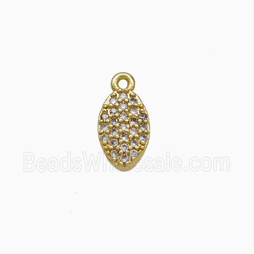 Copper Oval Pendant Pave Zirconia Gold Plated