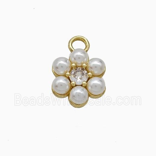 Copper Flower Pendant Pave Pearlized Resin Gold Plated