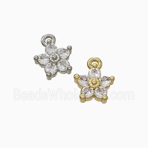 Copper Flower Pendant Pave Zirconia Mixed