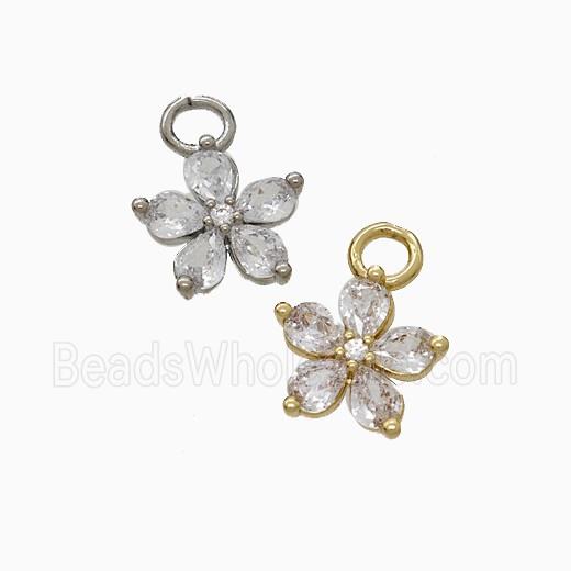 Copper Flower Pendant Pave Zirconia Mixed