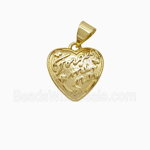 Copper Heart Pendant Forget Me Not Gold Plated