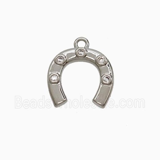 Copper Horseshoe Pendant Pave Zirconia Platinum Plated
