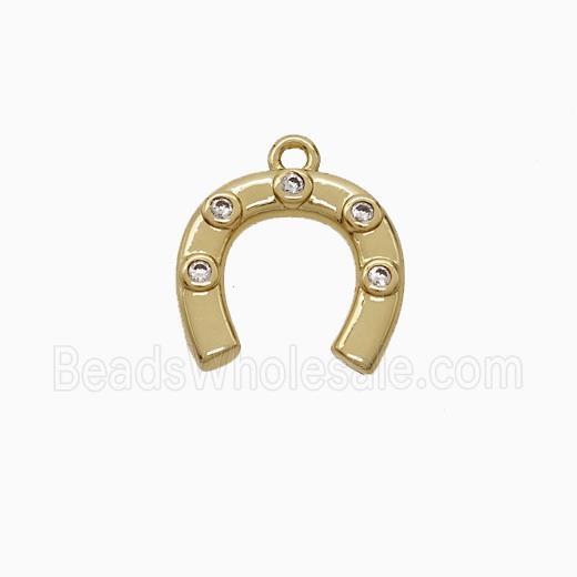 Copper Horseshoe Pendant Pave Zirconia Gold Plated