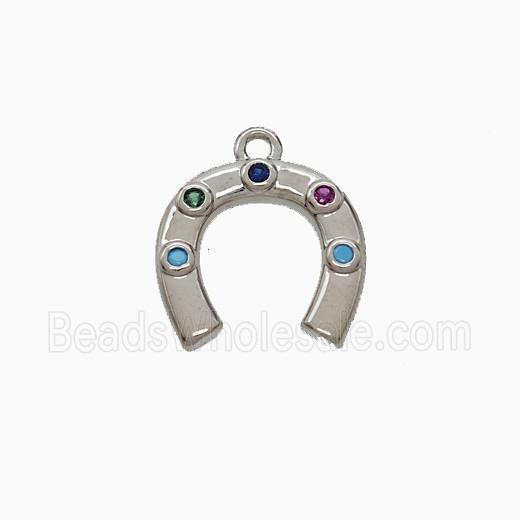 Copper Horseshoe Pendant Pave Zirconia Platinum Plated