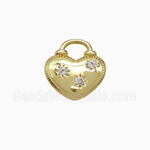 Copper Heart Pendant Pave Zirconia Gold Plated