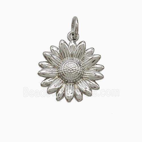 Copper Sunflower Pendant Platinum Plated