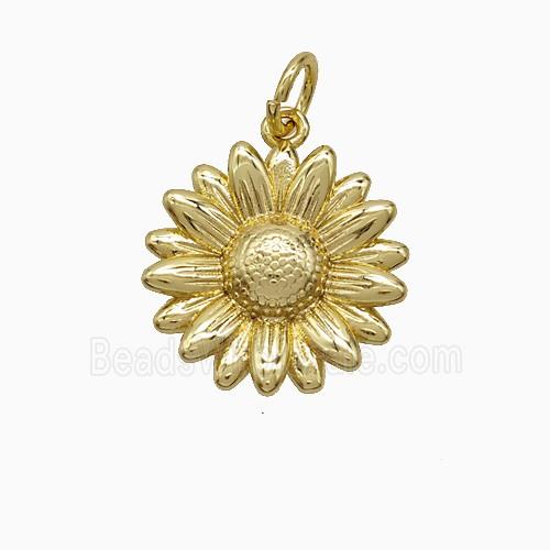 Copper Sunflower Pendant Gold Plated