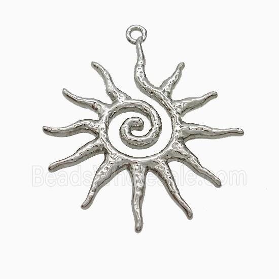 Copper Sun Pendant Spiral Hammered Platinum Plated