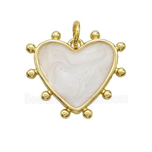 Copper Heart Pendant White Painted Gold Plated