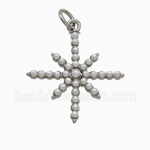 Polaris Charms Copper Northstar Pendant Pave Pearlized Resin Platinum Plated