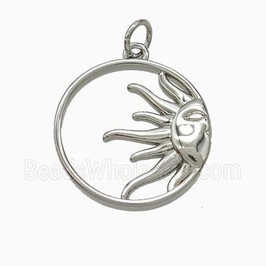 Copper Sun Pendant Platinum Plated