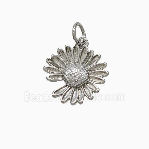 Copper Sunflower Pendant Platinum Plated