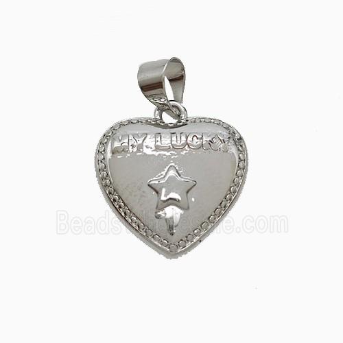 Copper Heart Pendant My Lucky Star Platinum Plated