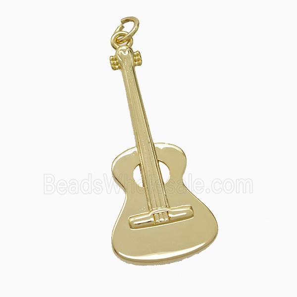 Copper Guitar Charms Pendant Gold Plated